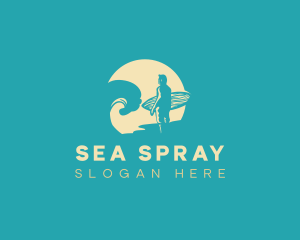 Surfing Sea Waves logo design