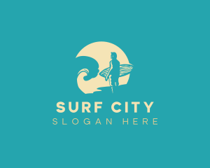 Surfing Sea Waves logo design