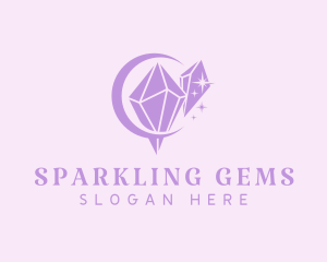 Sparkling Moon Gem  logo design