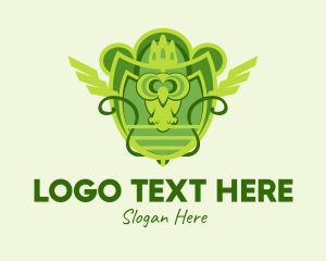 Wisdom - Green Owl Emblem logo design