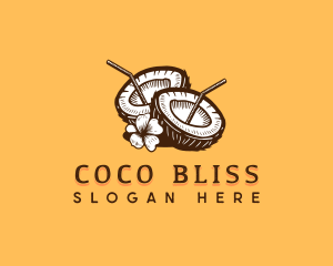 Coconut - Tropical Coconut Juice logo design