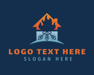 Heating - Flame Snowflake Home logo design