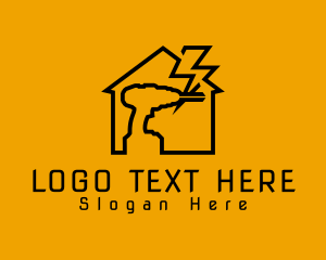 House - Electric Drill House logo design