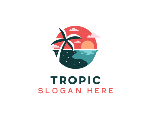 Coast Tropical Beach logo design