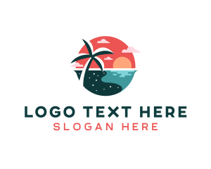 Palm - Coast Tropical Beach logo design