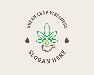 Hemp Leaf Coffee Cup logo design