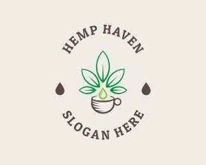 Hemp Leaf Coffee Cup logo design