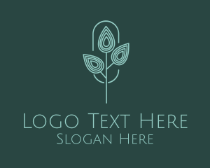 Botanical - Blue Leaf Monoline logo design