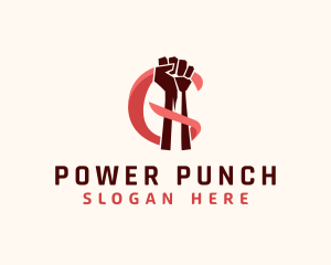 Punch - Fist Ribbon Punch logo design