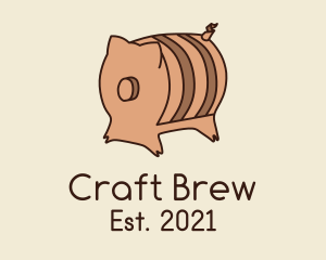 Brewer - Pig Beer Barrel logo design