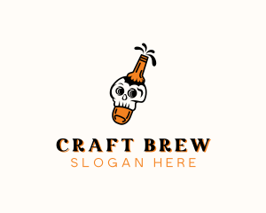 Brewer - Bottle Skull Drink logo design