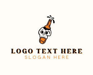 Pub - Bottle Skull Drink logo design