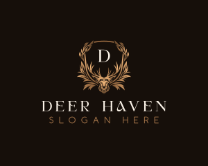 Ornamental Deer Crest logo design