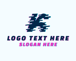 Anaglyph - Tech Glitch Letter K logo design