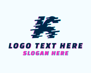 Ecommerce - Tech Glitch Letter K logo design