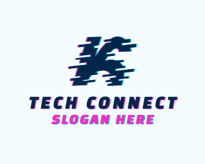 Tech Glitch Letter K Logo