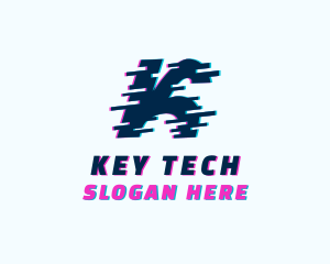 Tech Glitch Letter K logo design