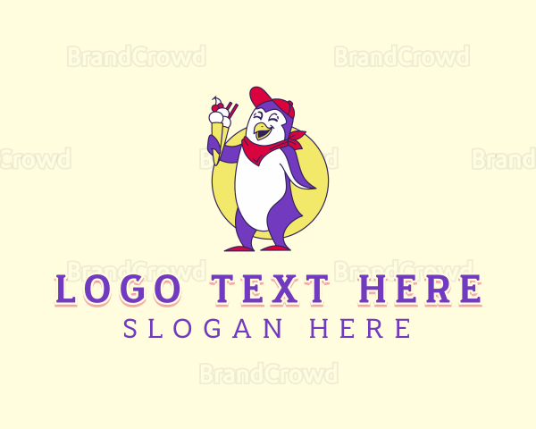 Penguin Sundae Dessert Logo