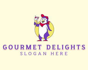 Penguin Sundae Dessert logo design