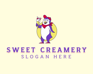 Penguin Sundae Dessert logo design