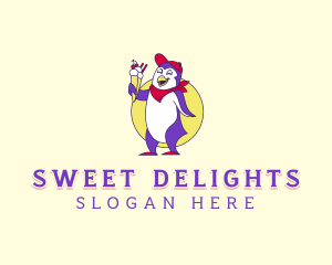 Penguin Sundae Dessert logo design