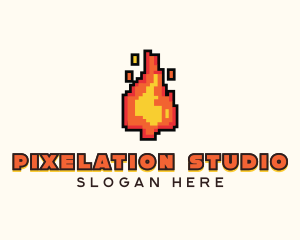 Pixel Fire Streamer logo design