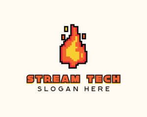 Streamer - Pixel Fire Streamer logo design