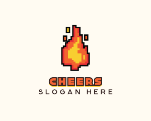 Streamer - Pixel Fire Streamer logo design