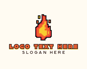 Streamer - Pixel Fire Streamer logo design