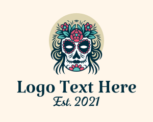 La Llorona - Flower Festive Skull logo design