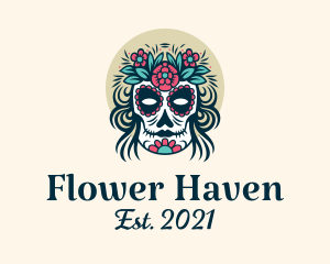 Flower Festive Skull logo design