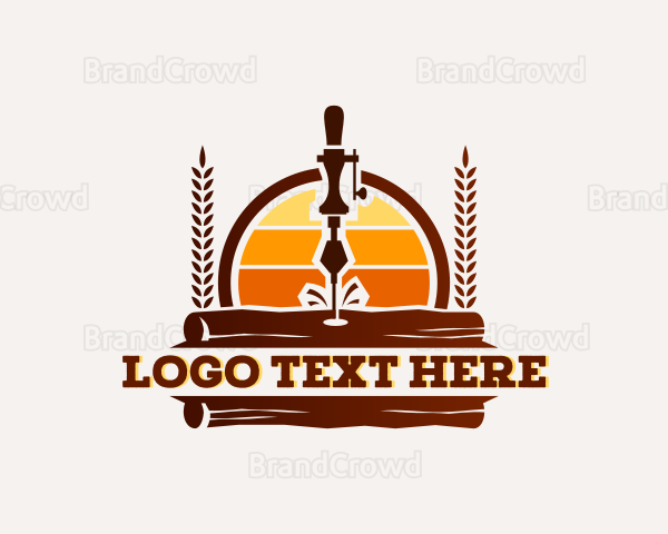 Woodworking Wood Drill Logo