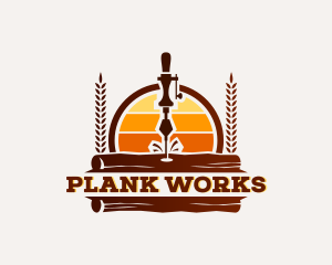 Plank - Woodworking Wood Drill logo design