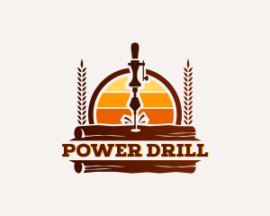 Woodworking Wood Drill  logo design