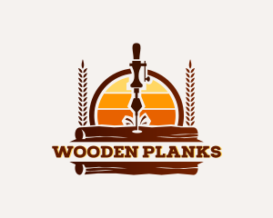 Woodworking Wood Drill  logo design