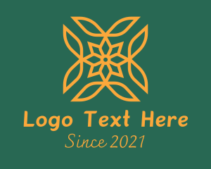 Line Art - Orange Spring Flower Pattern logo design