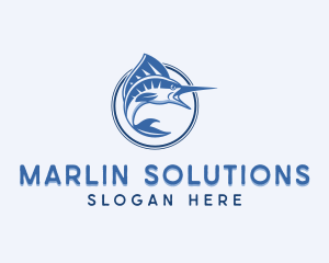 Marlin Fish Fishery logo design