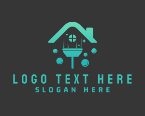 Teal - House Squeegee Bubbles logo design