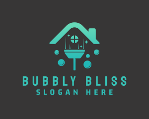 House Squeegee Bubbles logo design