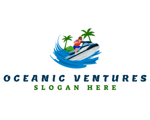 Jet Ski Beach Adventure logo design