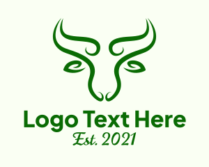 Cattle Farm - Green Nature Bull logo design