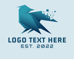 Blue - Glitch Tech Bird logo design