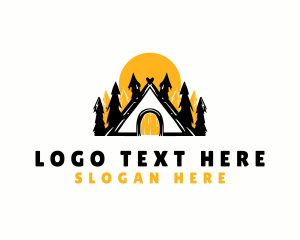 Glamping - Outdoor Cabin Camp logo design