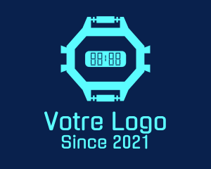 Blue - Futuristic Countdown Clock logo design