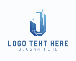 Information Technology - Tech Circuit Letter J logo design