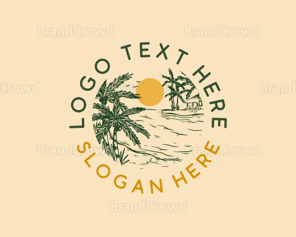 Tropical Beach Sea Logo