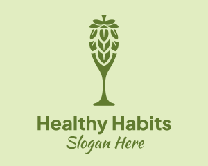 Green Hops Wine Glass logo design