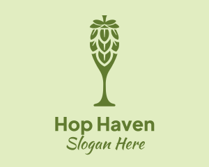 Green Hops Wine Glass logo design