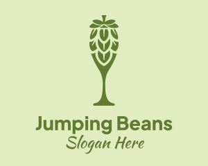 Green Hops Wine Glass logo design