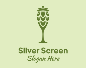 Cocktail - Green Hops Wine Glass logo design